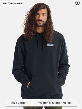 Burton Black Logo Hoodie with Sleeve Graphic